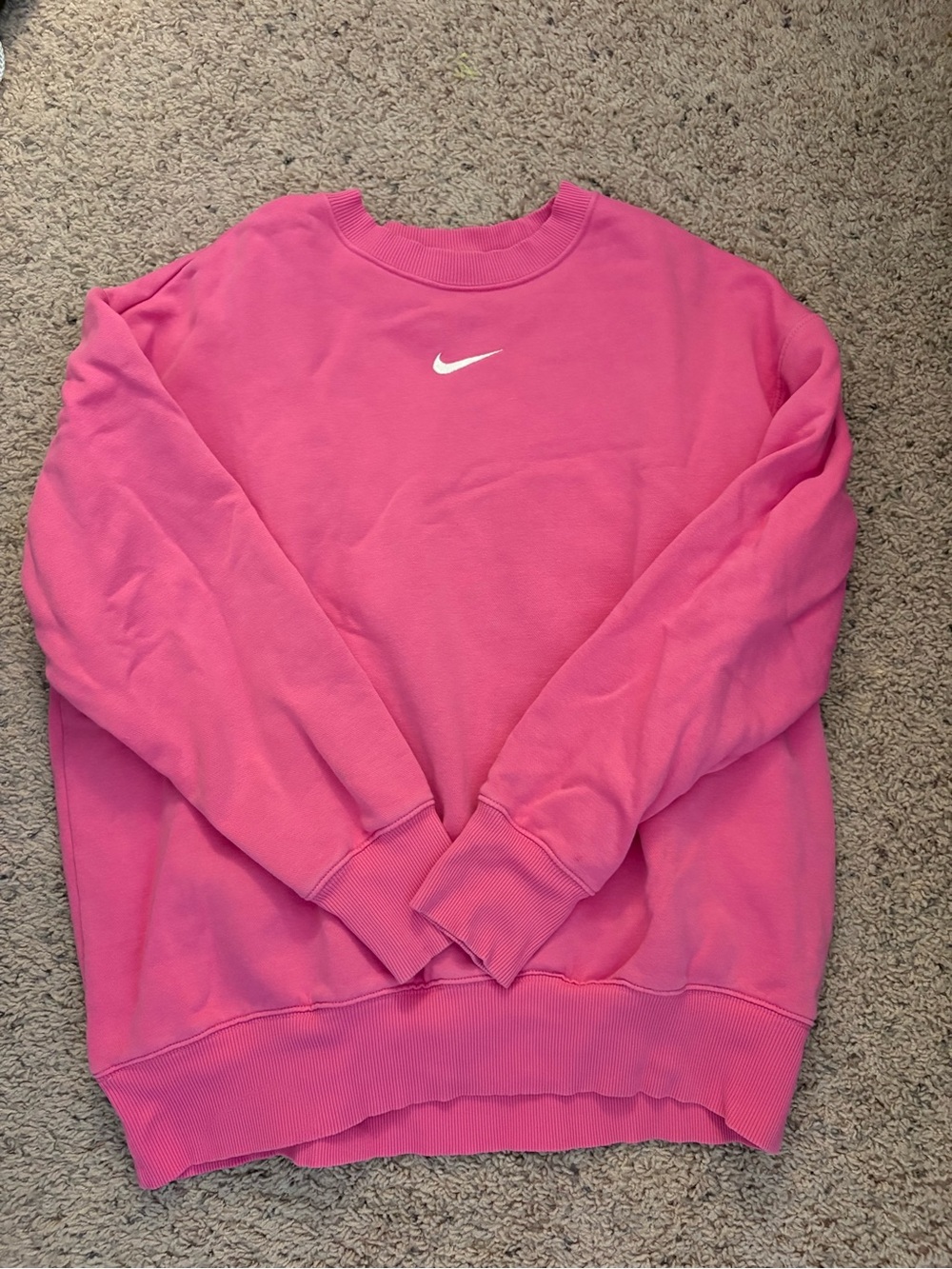 Nike Hot Pink Crewneck Sweatshirt with White Swoosh